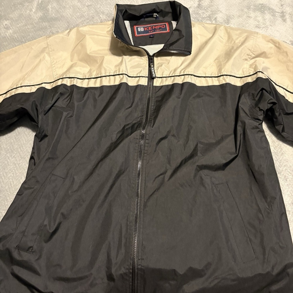 Kenpo Jacket Mens L Black Beige Windbreaker Full Zip Lightweight Vintage 1967 - Picture 2 of 14